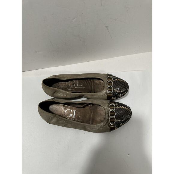 AGL Attilio Giusti Leombruni Cap Toe Ballet Flats Chain Detail Sz 37.5 - 7.5 US - Picture 5 of 11